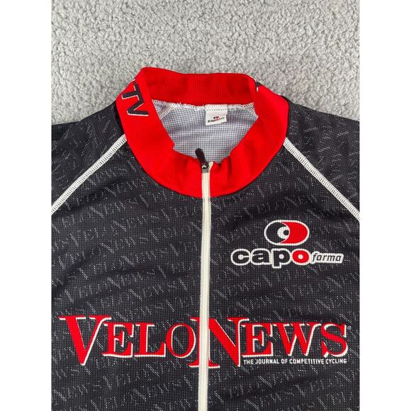 Capo Forma Jersey Mens Large Cycling Full Zip Velo News Red Black Made in Italy - Picture 2 of 12
